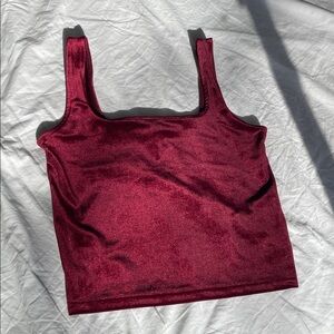 Sleeveless Square Neck Velvet Crop Tops in Deep Wine and Black